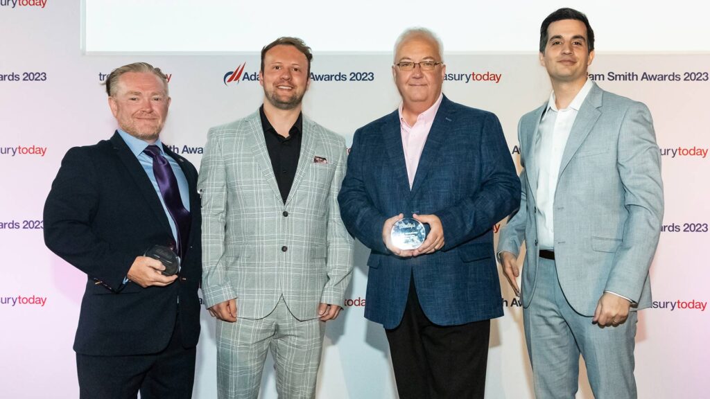 Photo of Gary Duffy, Kyriba and Andy Greham, Chris Buxton, Wanis Elabbar, Bally’s.