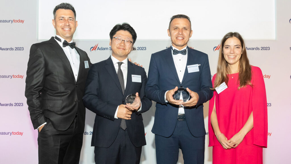 Photo of Kerem Çakir, SunExpress Airlines, Youngha Kim, J.P. Morgan, Özgür Acar, SunExpress Airlines and Aldana Caunedo, J.P. Morgan.