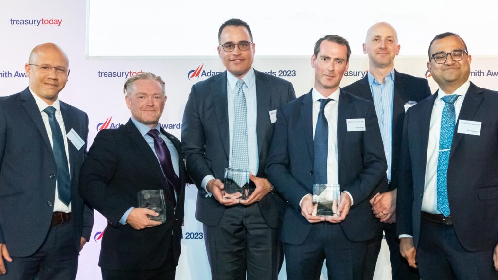 Photo of Ruben Medina, Viatris Inc, Gary Duffy, Kyriba, Robert Wade, J.P. Morgan, Ciaran Fagan, Keith Lynch, and Arijit Dasgupta, Viatris Inc.