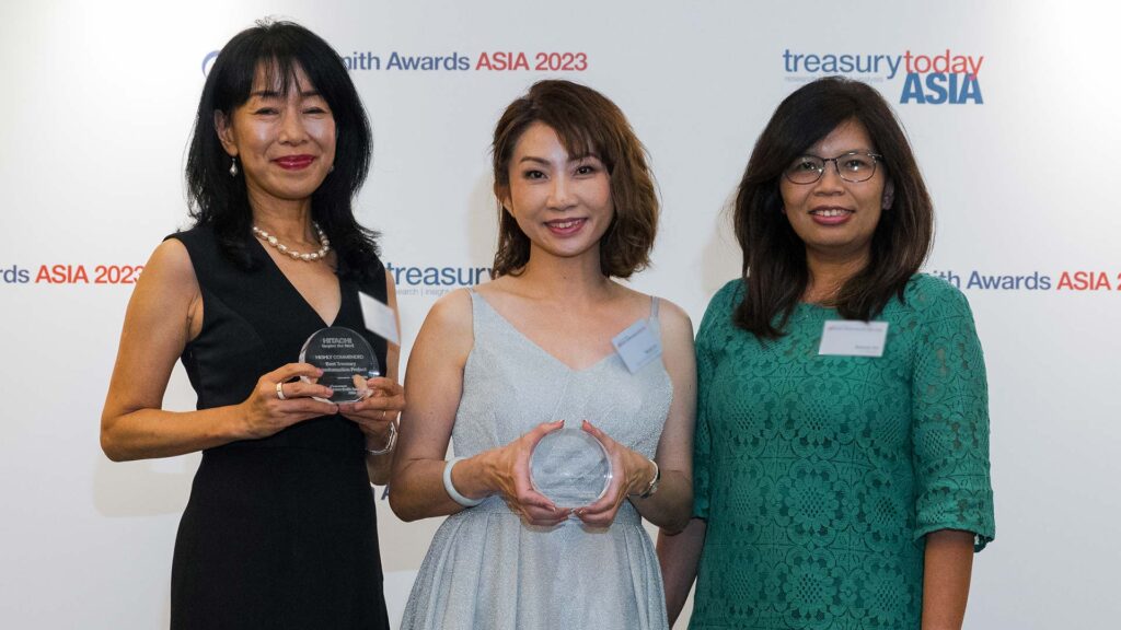 Photo of Minako Stryer, J.P. Morgan, Mandy Lim, Hitachi International Treasury and Zarinah Zin, J.P. Morgan.