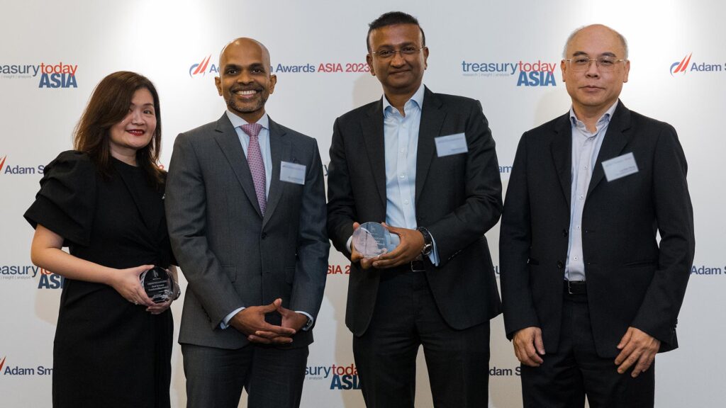 Photo of Karen Wee, HSBC, Manjiv Dodanwela, Dilip Kadambi and Lai Koh Peng, IHH Healthcare Berhad.