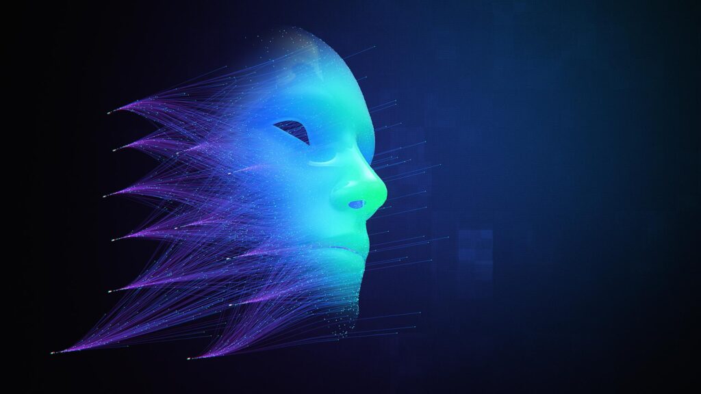 Deepfake AI face being created