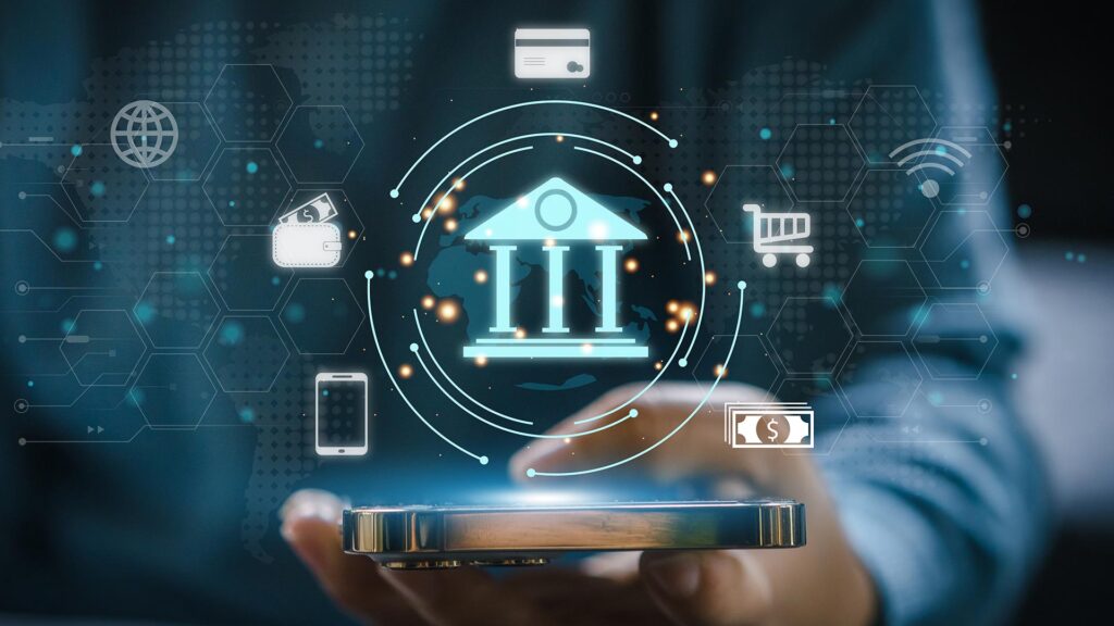 Person using mobile to use digital banking