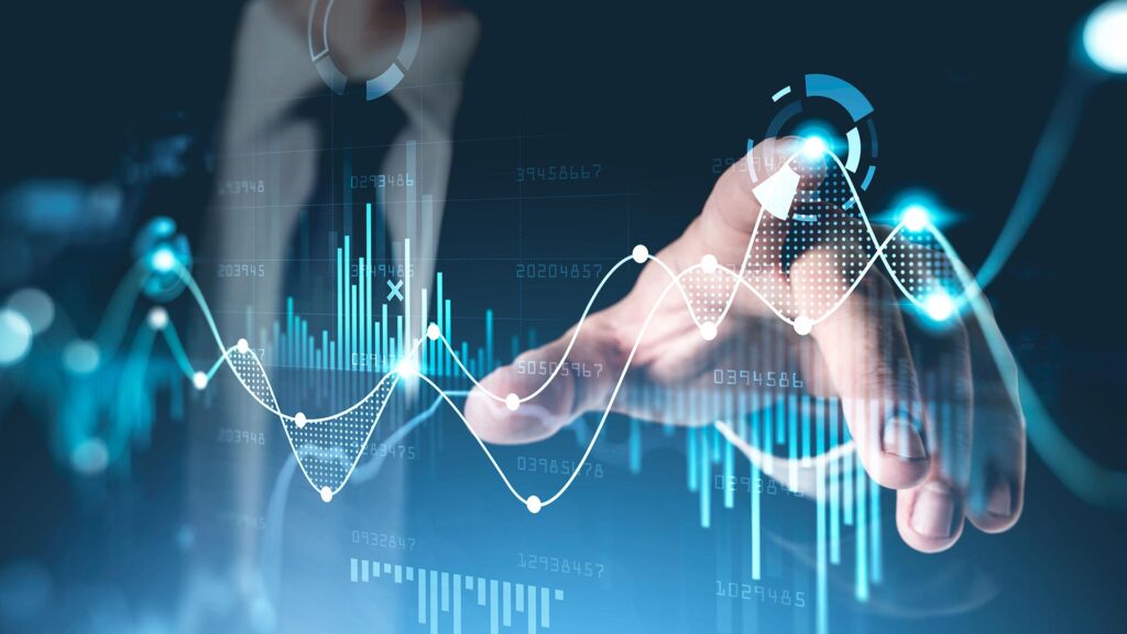 Person using holographic stock chart