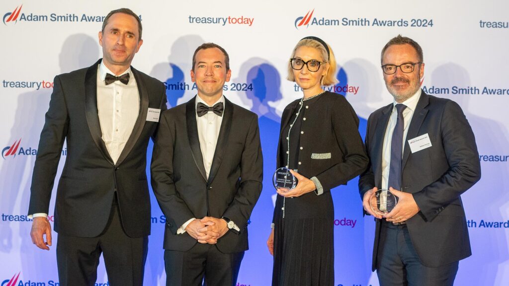 Photo of Steven Klein, HSBC, Nicolas Vaniet and Gaëlle Gebus, Holcim, and Ashley Barnes, HSBC.