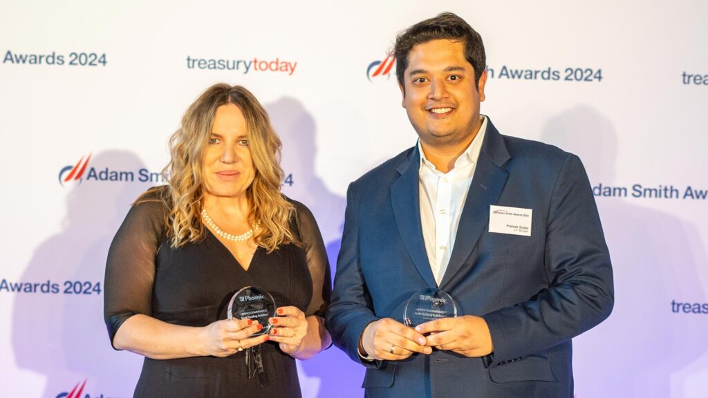 Photo of Hana Harrison, The Phoenix Group and Charles Colliere, J.P. Morgan.