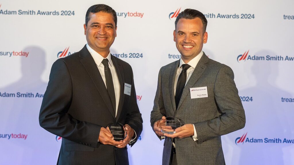 Photo of Joe Fonseca, Crocs and Thomas Murphy, Bank of America.