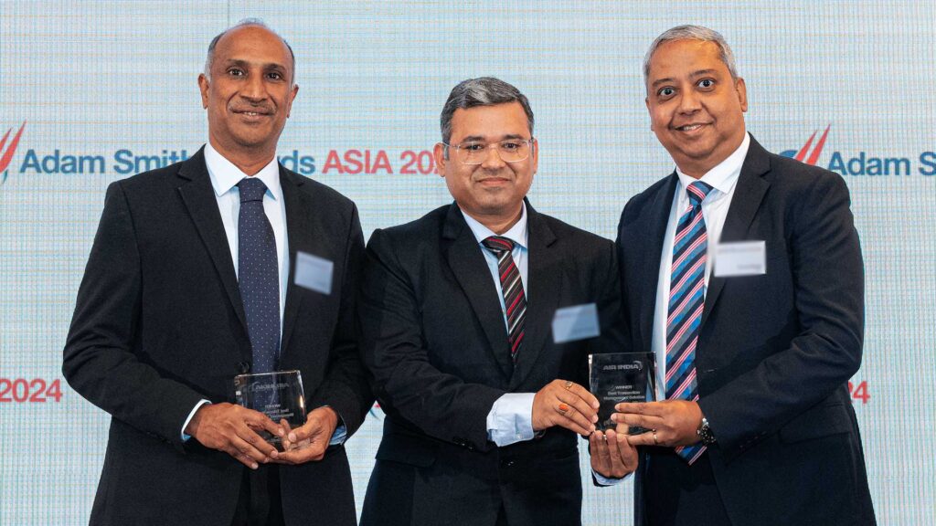 Photo of Jeevan Kandpal and Harish Pai, Air India and Sourav Sanyal, HSBC.