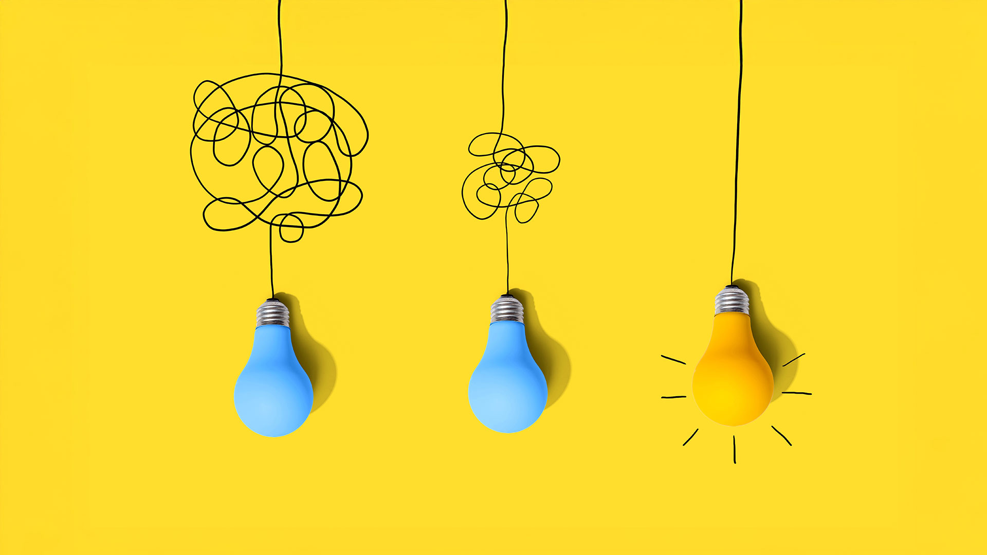 Simplifying complex ideas concept with lightbulbs