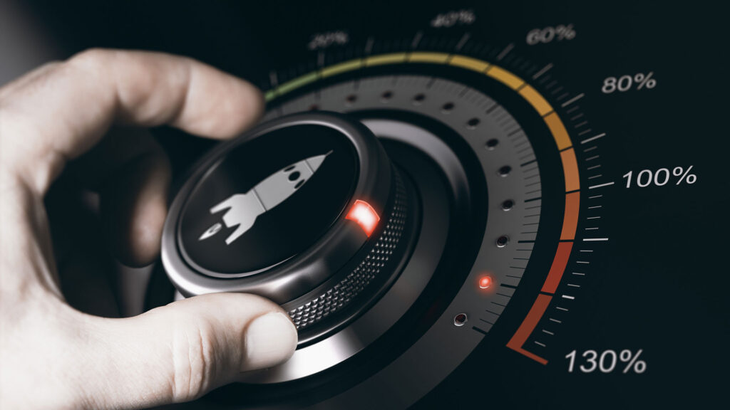 Person using dial to boost performance